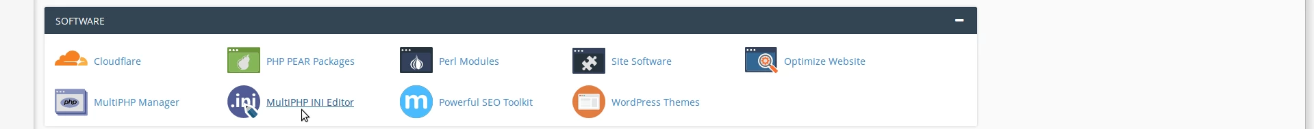 Sectiune Software cPanel