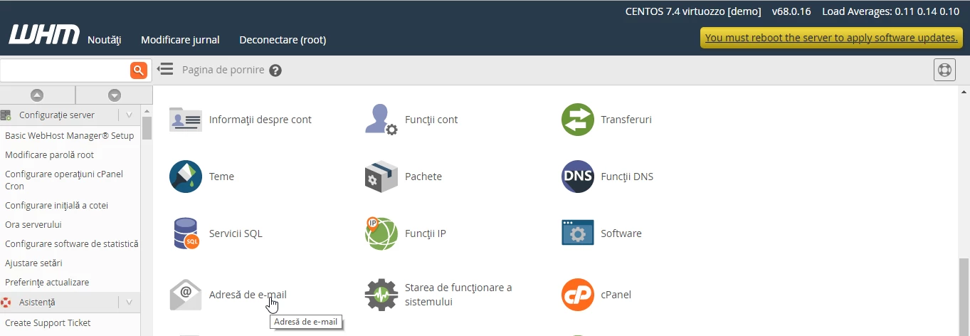 Adresa de e-mail WHM