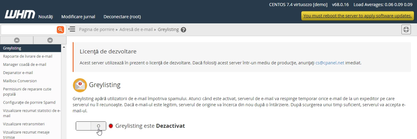 Activare Greylisting