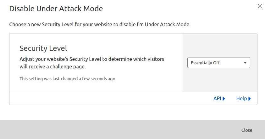 Disable Under Attack Mode